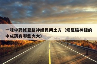 一味中药修复脑神经民间土方（修复脑神经的中成药有哪些大大）