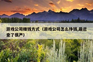 游戏公司赚钱方式（游戏公司怎么挣钱,最近查了很严）