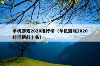 单机游戏2020排行榜（单机游戏2020排行榜前十名）