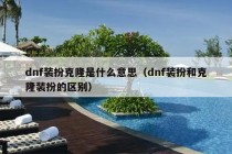 dnf装扮克隆是什么意思（dnf装扮和克隆装扮的区别）