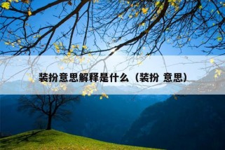 装扮意思解释是什么（装扮 意思）