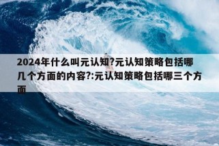 2024年什么叫元认知?元认知策略包括哪几个方面的内容?:元认知策略包括哪三个方面