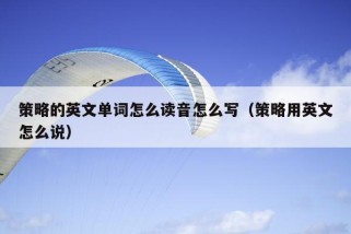 策略的英文单词怎么读音怎么写（策略用英文怎么说）