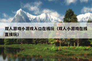 双人游戏小游戏入口在线玩（双人小游戏在线直接玩）