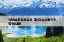 lol怎么把勋章去掉（lol怎么隐藏已有荣誉截图）