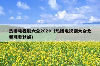 热播电视剧大全2020（热播电视剧大全免费观看秋蝉）