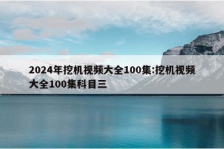 2024年挖机视频大全100集:挖机视频大全100集科目三