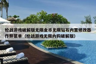 枪战游戏破解版无限金币无限钻石内置修改器作弊菜单（枪战游戏无限内购破解版）