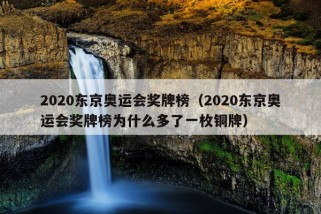 2020东京奥运会奖牌榜（2020东京奥运会奖牌榜为什么多了一枚铜牌）