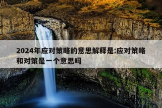 2024年应对策略的意思解释是:应对策略和对策是一个意思吗