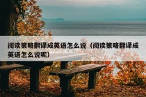 阅读策略翻译成英语怎么说（阅读策略翻译成英语怎么说呢）