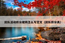 团队活动积分规则怎么写范文（团队积分表）