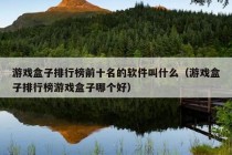 游戏盒子排行榜前十名的软件叫什么（游戏盒子排行榜游戏盒子哪个好）