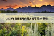 2024年设计策略的英文缩写:设计 策略