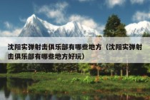 沈阳实弹射击俱乐部有哪些地方（沈阳实弹射击俱乐部有哪些地方好玩）